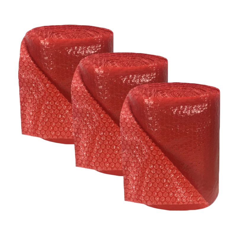 El plástico de burbujas rojo proporciona protección antiestática